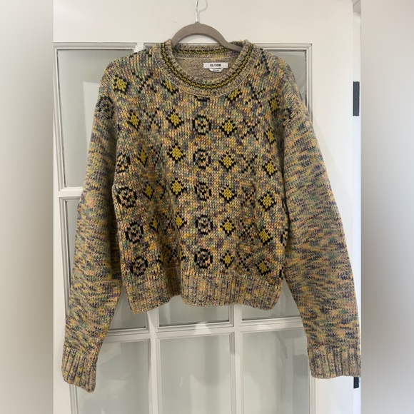 RE/DONE - gorgeous pastel knit sweater in XO Rainbow with black size medium - Picture 1 of 8